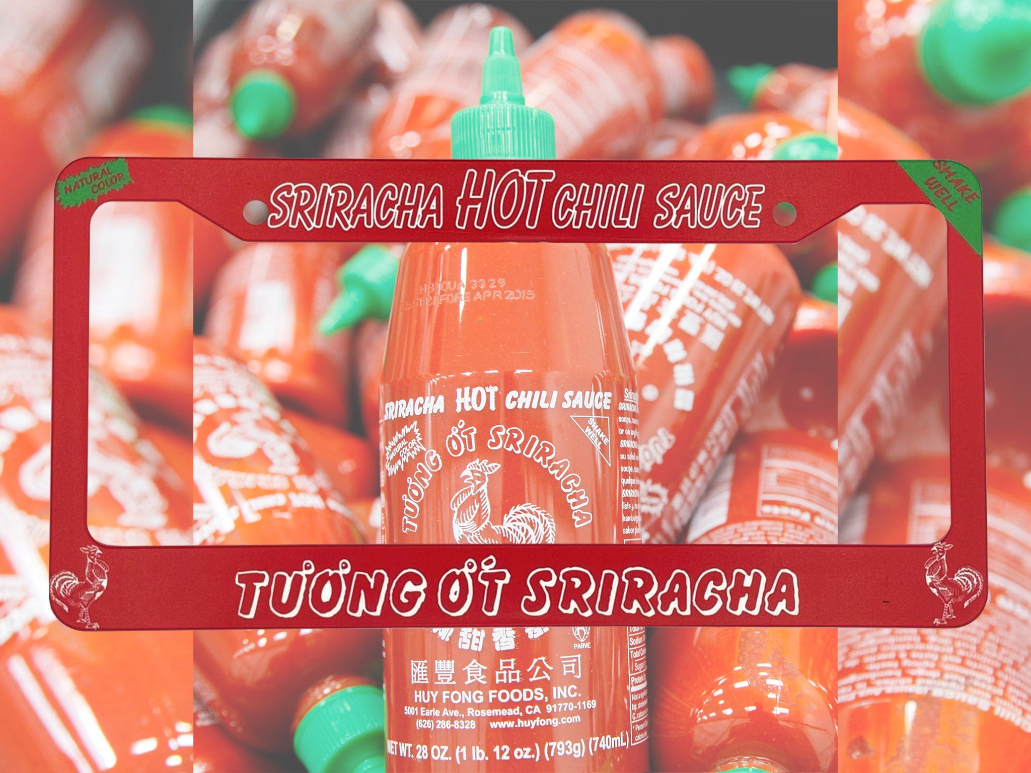 Siracha Hot Sauce License Plate Frame